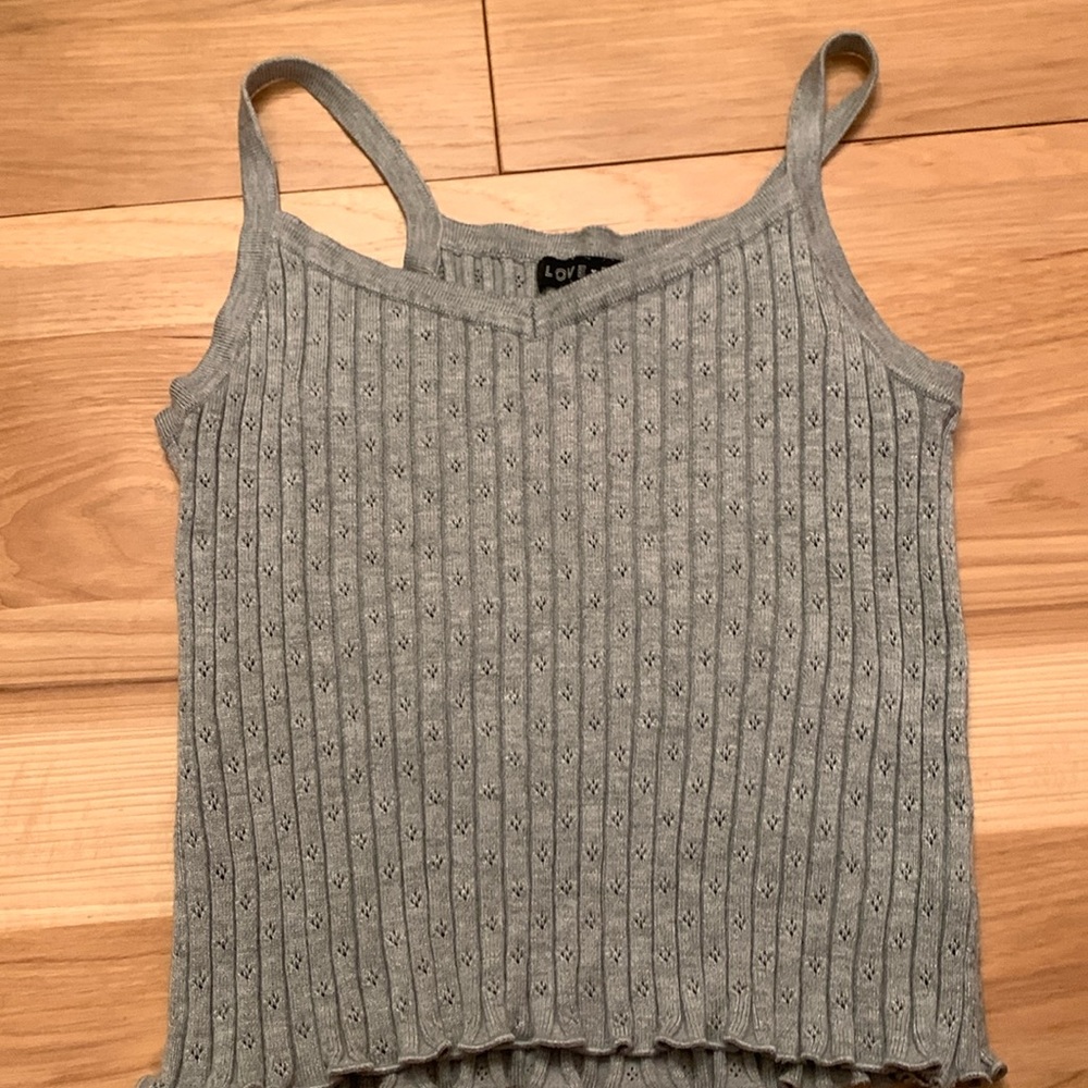 SMOKE FREE HOUSEHOLD. Girls grey thick sleep tank top.